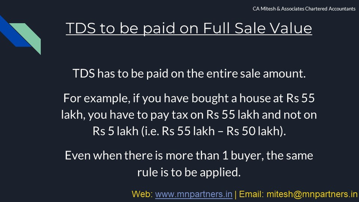 Mumbai Tax Advisor view for TDS on Sale of Property