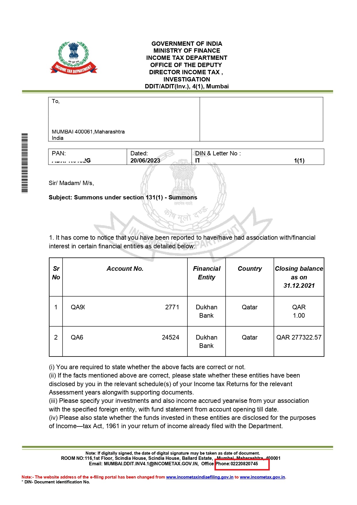 SCAM Alert - Fake Income Tax Notices | NRIs are being targeted with fake income tax notices. See Sample of Fake Notice received by our client. Also read how to authenticate Notice/Order Issued by ITD | Income Tax Notices | 142(1) | 143(3) Assessment | 143(2) Notice | 144 Assessment | 148 Notice | 147 Assessment | Crypto CA | Coinsecure Notice | notices to cryptocurrency investors