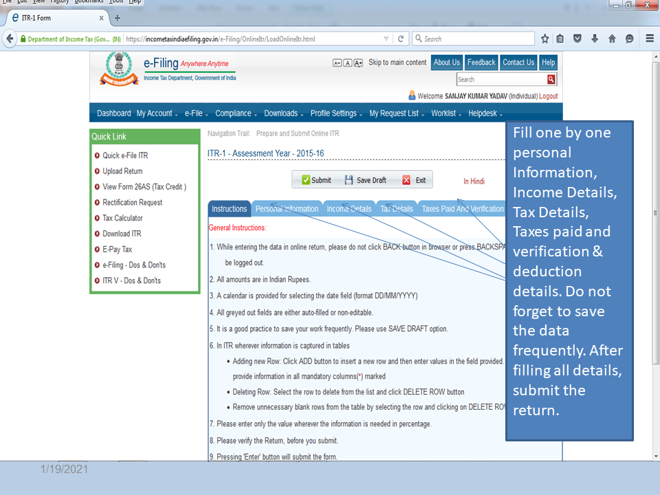 Fill Required Details | CA for Income Tax Filing